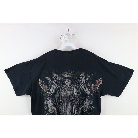 Vintage Streetwear Mens XL Faded Sacred Mary Angels Rose Flower UFC MMA T-Shirt - Picture 8 of 11